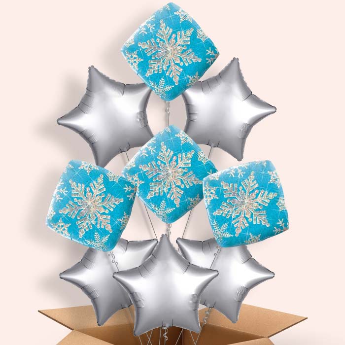 Holographic Blue Snowflakes Balloon in a Box - 9 Balloon | Small Indoor Plants