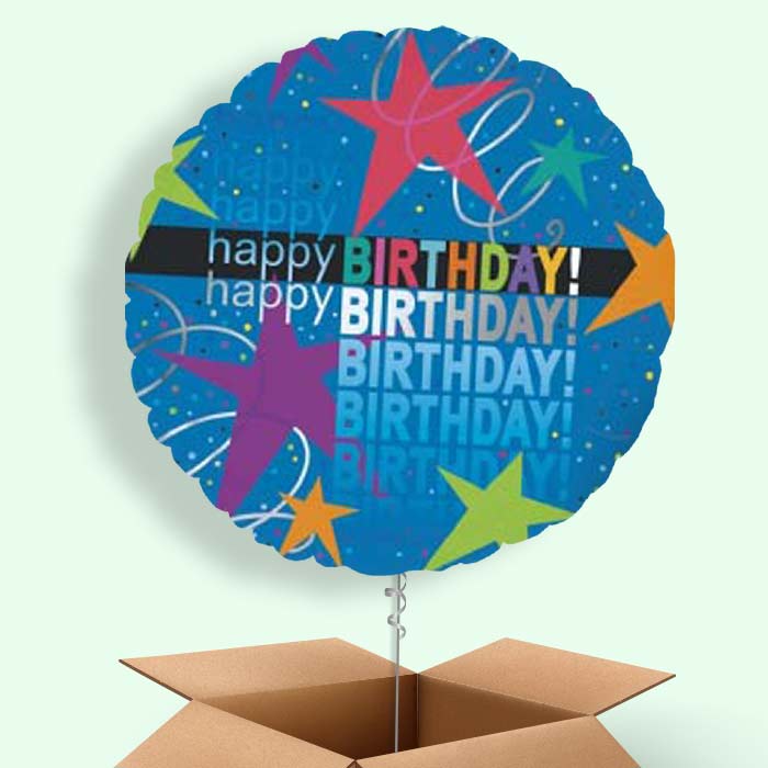 Happy Birthday Star Balloons in a Box - 1 Balloon | Small Indoor Plants