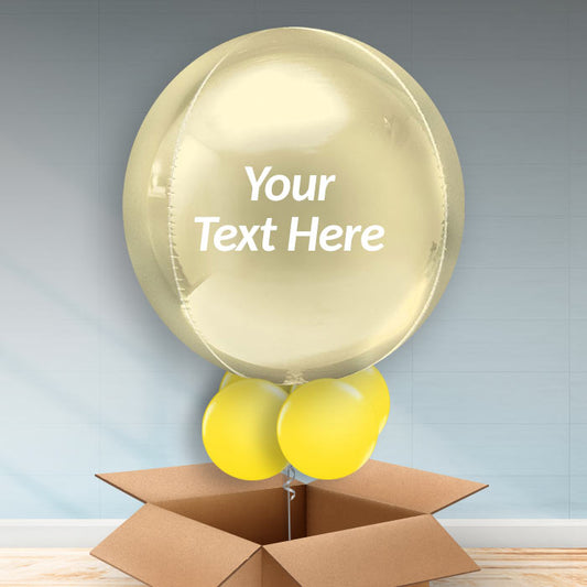 Personalised Pastel Yellow Orbz Balloon in a Box - Orbz Balloon with 3 Balloons | Small Indoor Plants
