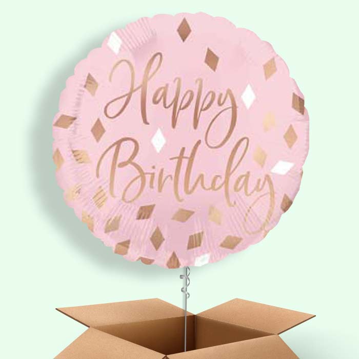 Balloon Bouquet Blush Birthday Delivered - 1 Balloon | Small Indoor Plants