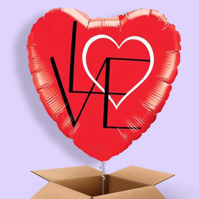 Red Heart Balloons in a Box (Abstract) - 1 Balloon | Small Indoor Plants
