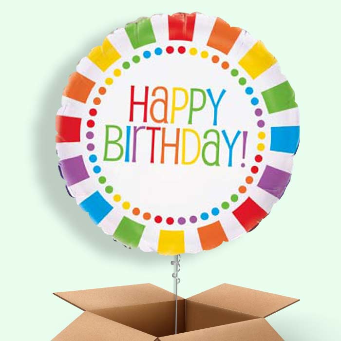 Rainbow Foil Happy Birthday Balloons Delivered - 1 Balloon | Small Indoor Plants