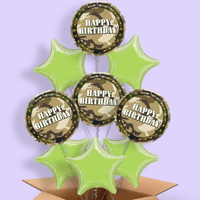 Camo Army Happy Birthday Balloon in a Box