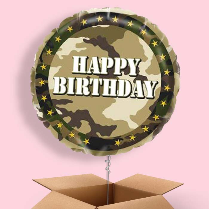 Camo Army Happy Birthday Balloon in a Box - 1 Balloon | Small Indoor Plants