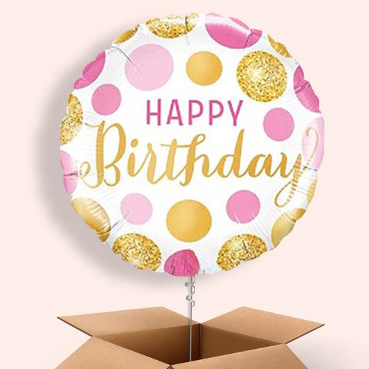 Pink & Gold Birthday Balloons in a Box - 1 Balloon | Small Indoor Plants
