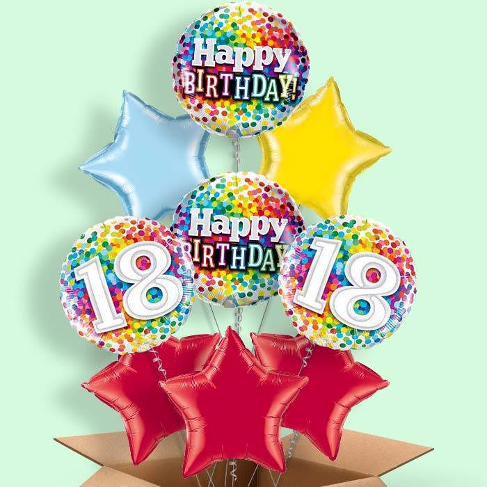 Multicoloured 18th Birthday Balloon in a Box - 9 Balloon | Small Indoor Plants