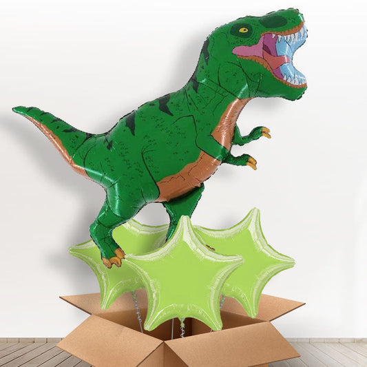 Giant Green T Rex Balloon in a Box - With 3 Plain Balloons | Small Indoor Plants