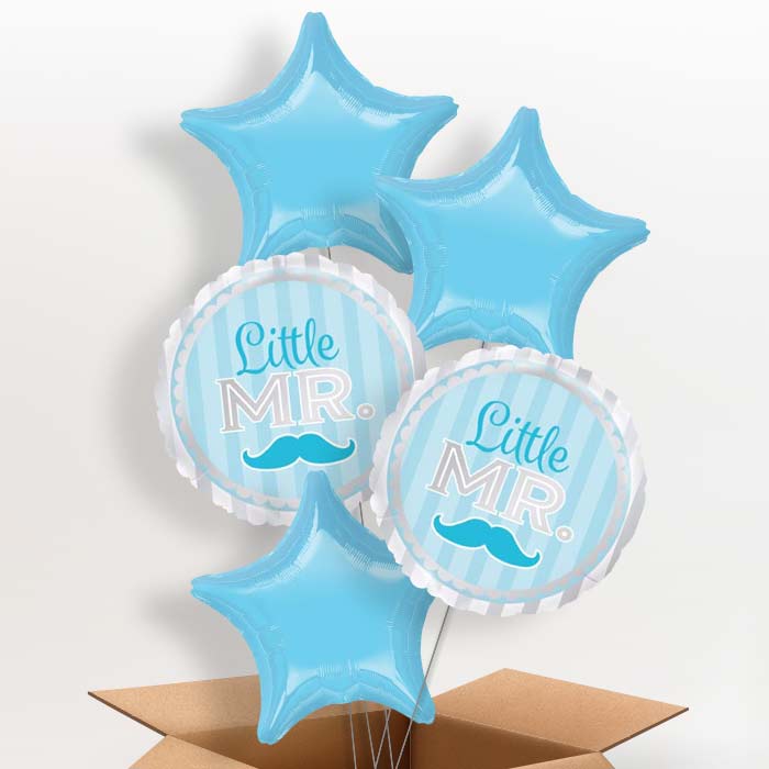 Little Mr Baby Shower Balloons in a Box - 5 Balloon | Small Indoor Plants