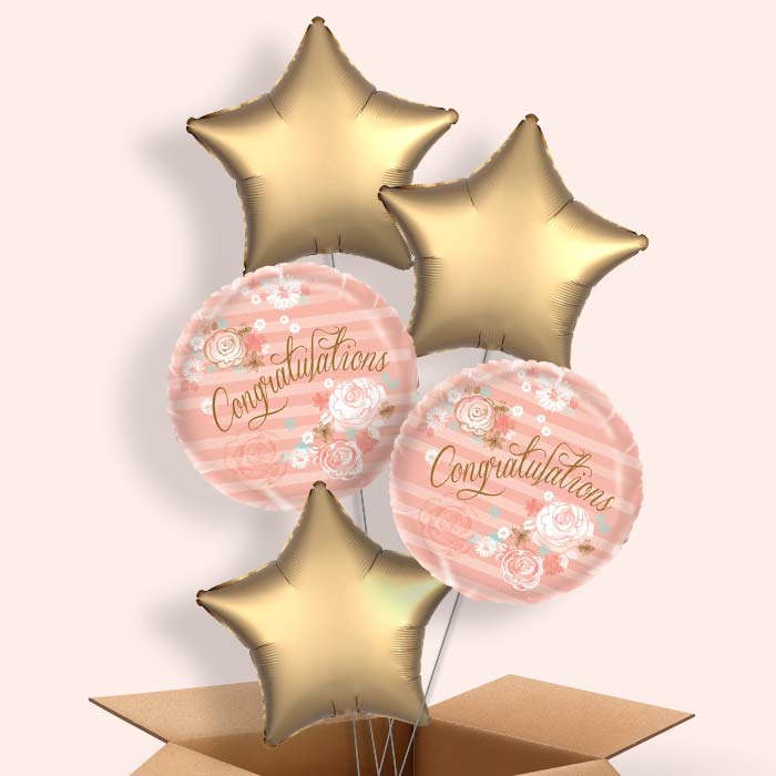 Floral Congratulations 5 Balloon Bouquet Delivery in a Box