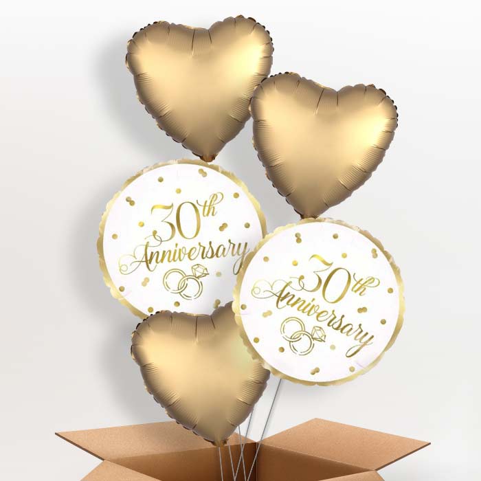 Gold 30th Anniversary Balloon in a Box - 5 Balloon | Small Indoor Plants