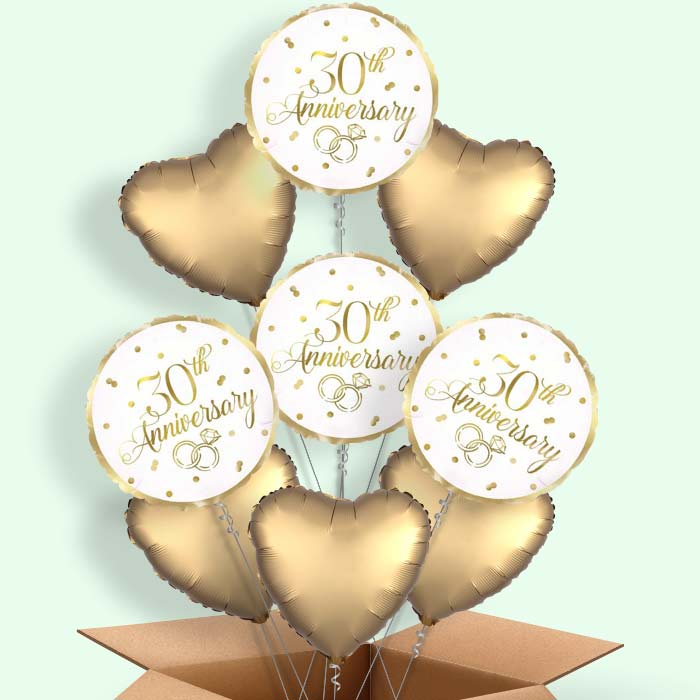 Gold 30th Anniversary Balloon in a Box - 9 Balloon | Small Indoor Plants