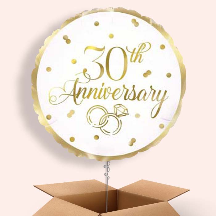 Gold 30th Anniversary Balloon in a Box - 1 Balloon | Small Indoor Plants