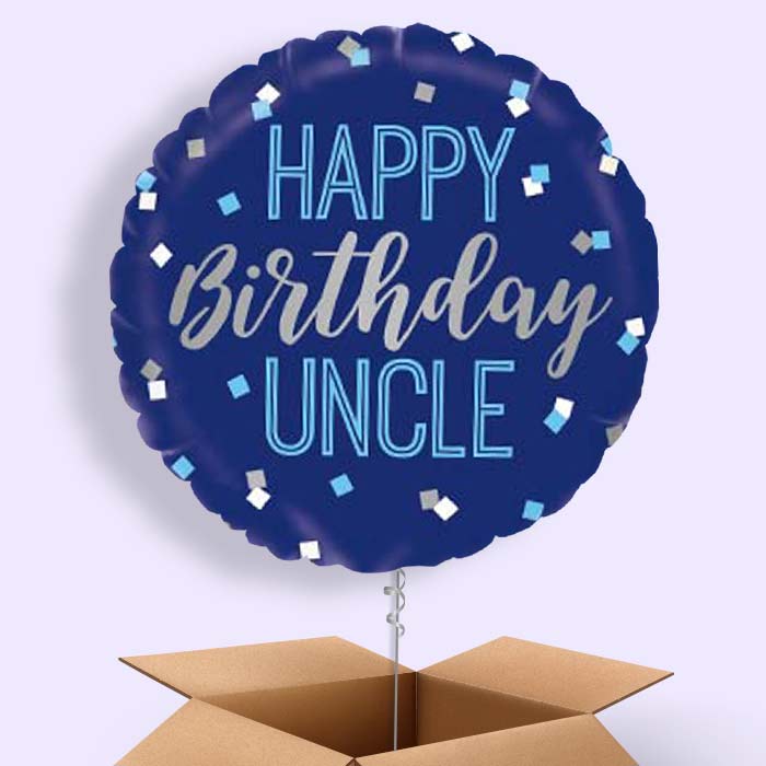 Happy Birthday Uncle Blue Balloon in a Box - 1 Balloon | Small Indoor Plants