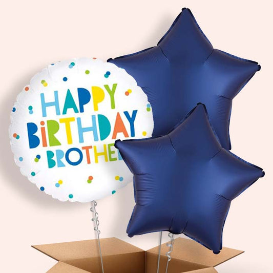 Happy Birthday Brother Polka Dots Balloon in a Box - 3 Balloon | Small Indoor Plants