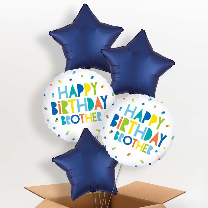 Happy Birthday Brother Polka Dots Balloon in a Box - 5 Balloon | Small Indoor Plants