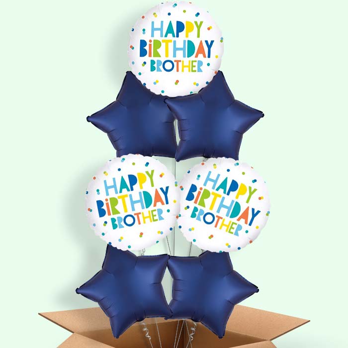 Happy Birthday Brother Polka Dots Balloon in a Box - 7 Balloon | Small Indoor Plants