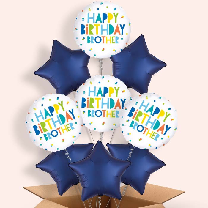 Happy Birthday Brother Polka Dots Balloon in a Box - 9 Balloon | Small Indoor Plants