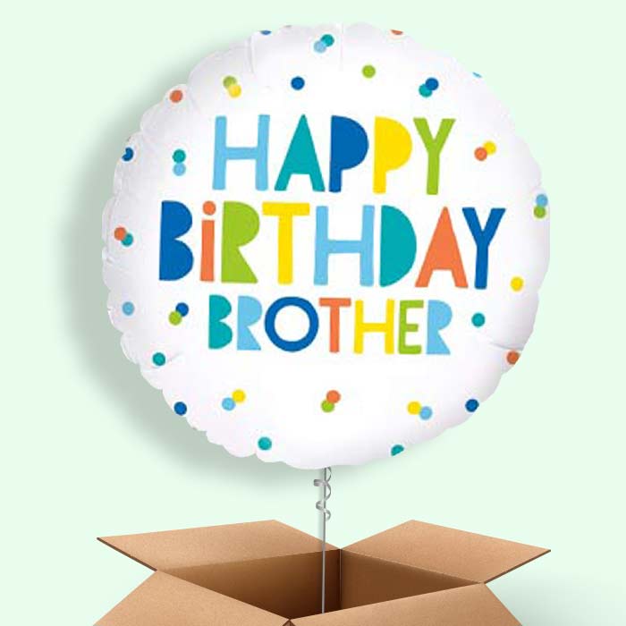 Happy Birthday Brother Polka Dots Balloon in a Box - 1 Balloon | Small Indoor Plants