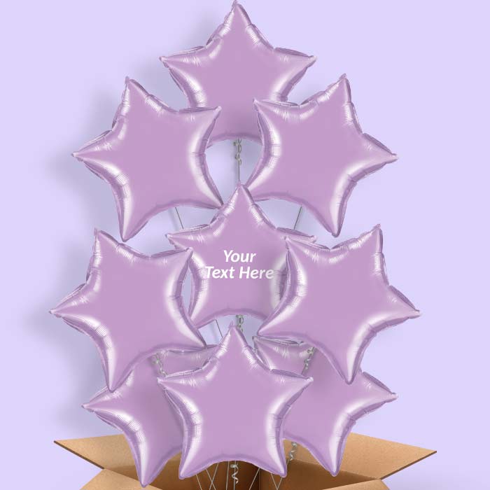 Personalised Lavender Star Balloon in a Box - 9 Balloon | Small Indoor Plants