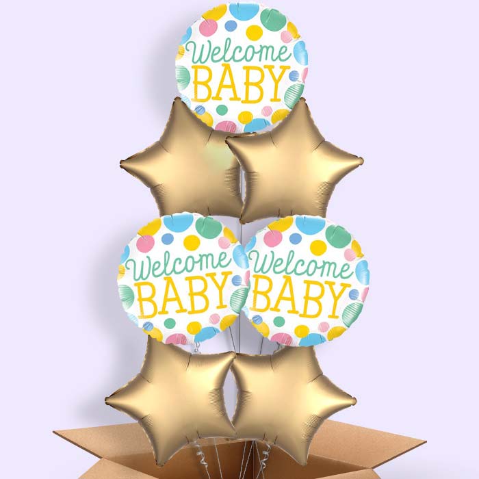 Welcome Baby Balloons in a Box (Blue)