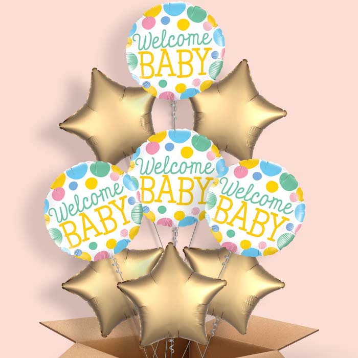 Welcome Baby Balloons in a Box (Blue)