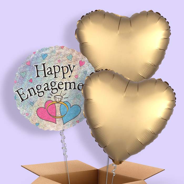 Hearts Engagement Balloons in a Box - 3 Balloon | Small Indoor Plants