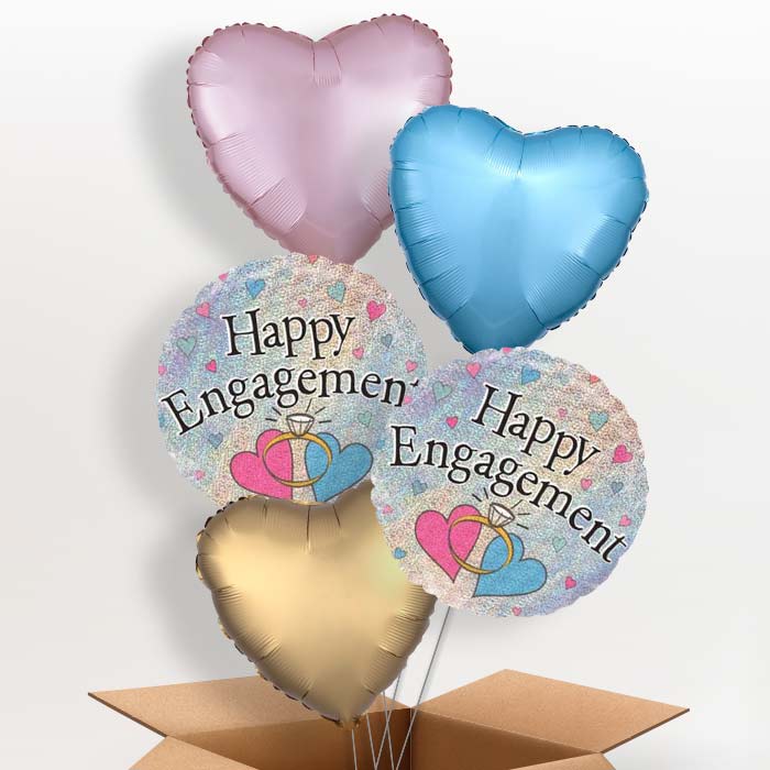Hearts Engagement Balloons in a Box - 5 Balloon | Small Indoor Plants