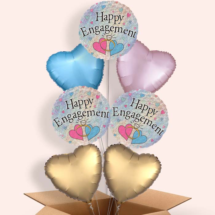 Hearts Engagement Balloons in a Box - 7 Balloon | Small Indoor Plants