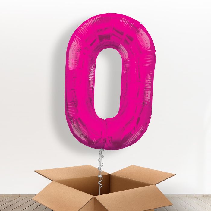 Big Pink Number 0 Balloon Number in a Box - Giant Number | Small Indoor Plants