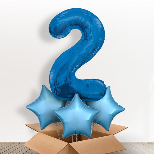 Big Blue Number 2 Balloon Inflated Number in a Box - Giant Number and 3 Balloons | Small Indoor Plants