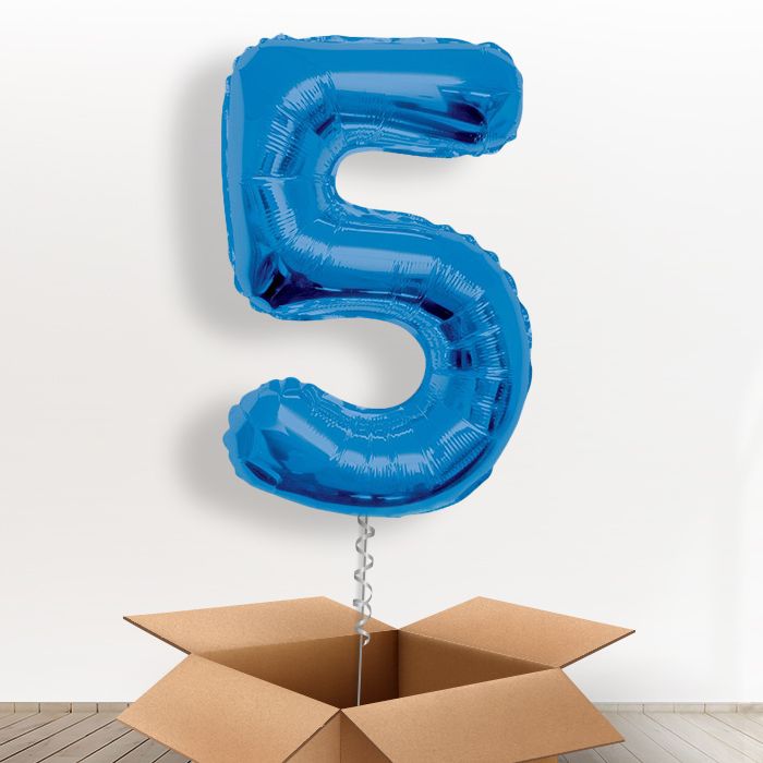 Big Blue Balloon Number 5 Inflated Number in a Box - Giant Number | Small Indoor Plants