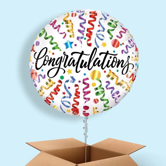 Streamers Congratulations Balloon in a Box