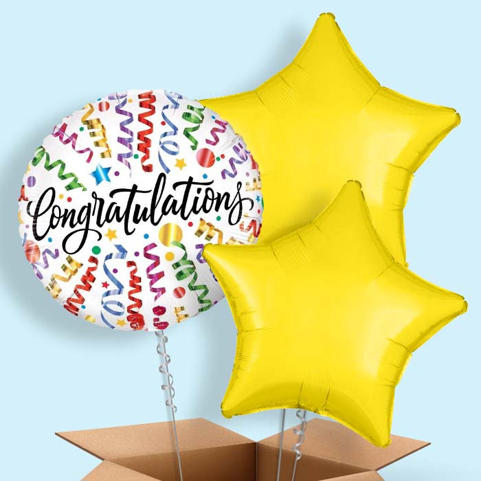 Congratulations Balloons in a Box (Streamers)