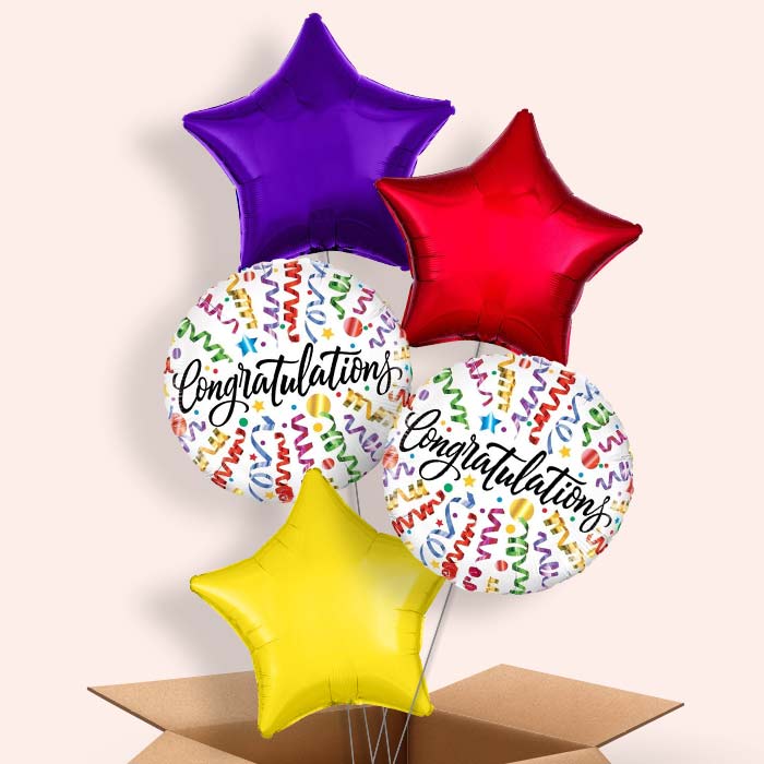 Congratulations Balloons in a Box (Streamers)