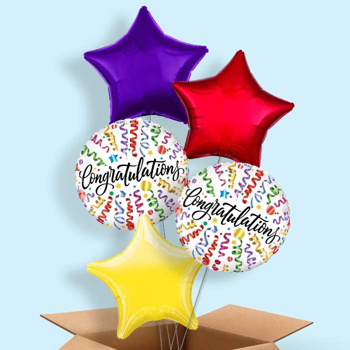 Streamers Congratulations 5 Balloon Cluster in a Box