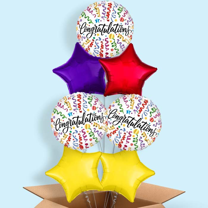Congratulations Balloons in a Box (Streamers)