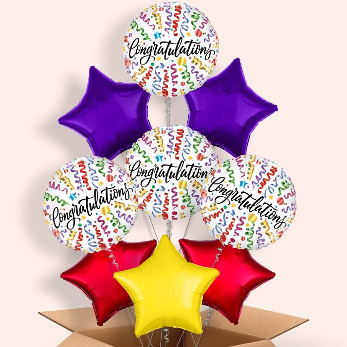 Congratulations Balloons in a Box (Streamers)