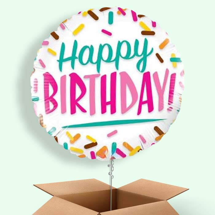 Happy Birthday Donut Sprinkles Helium Balloons Delivered - 1 Balloon | Small Indoor Plants