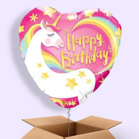 Happy Birthday Unicorn Helium Balloons in a Box - 1 Balloon | Small Indoor Plants