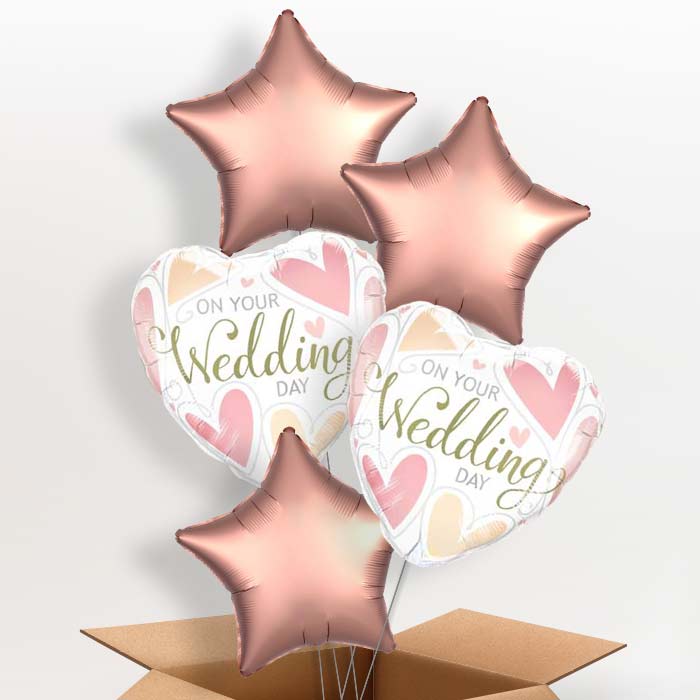 Wedding Day Balloons in a Box (Hearts) - 5 Balloon | Small Indoor Plants