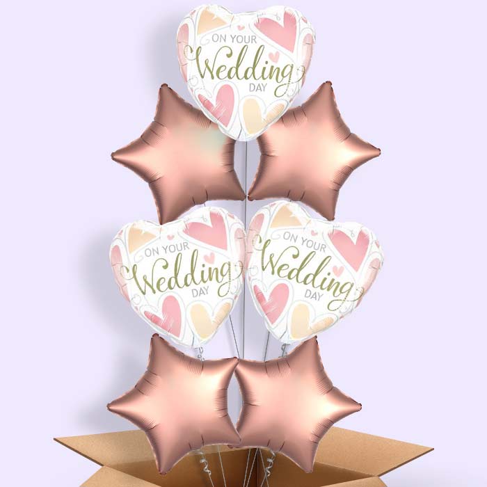 Wedding Day Balloons in a Box (Hearts) - 7 Balloon | Small Indoor Plants