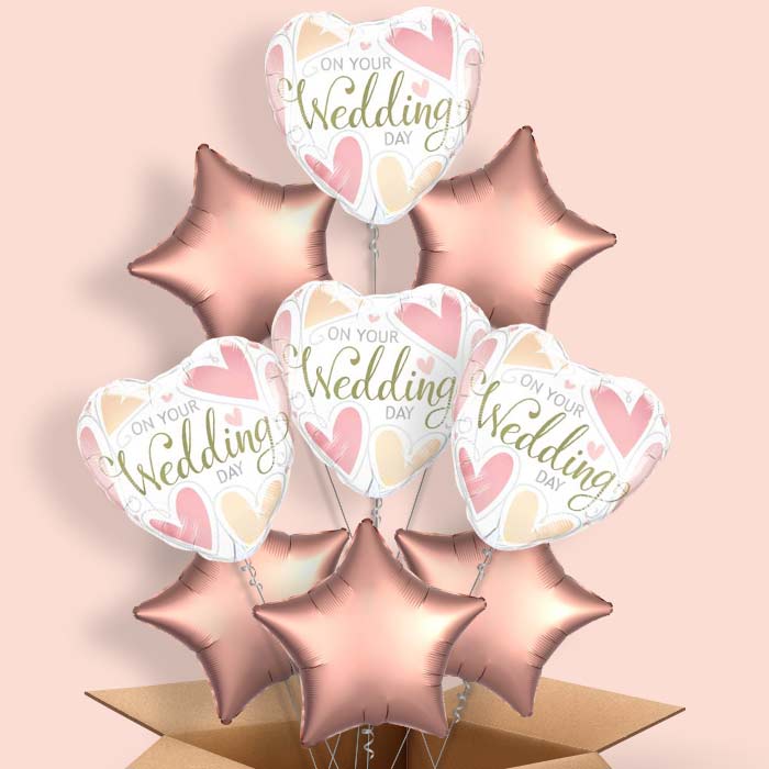 Wedding Day Balloons in a Box (Hearts) - 9 Balloon | Small Indoor Plants