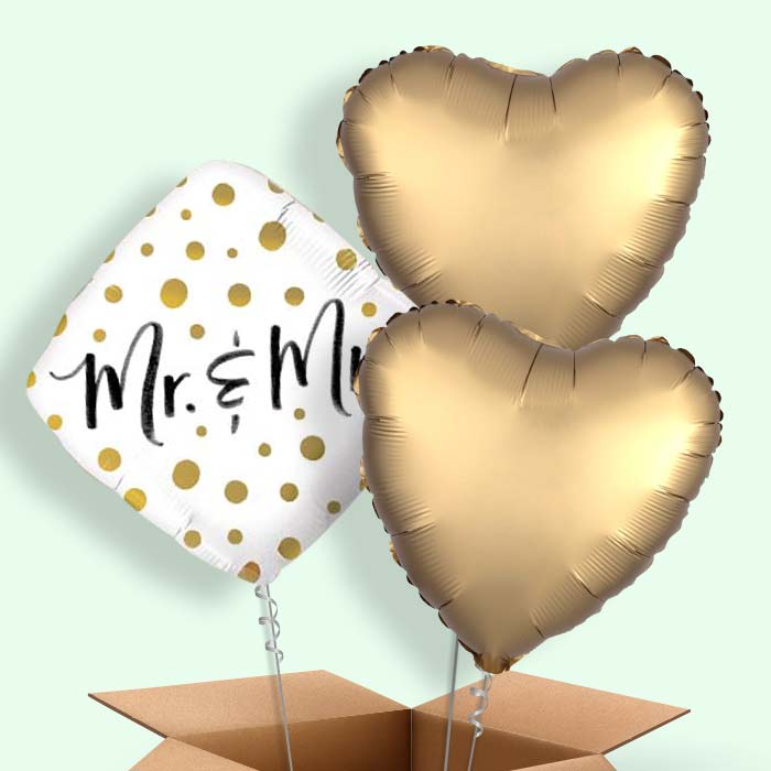 Mr and Mrs Balloons in a Box (Gold)