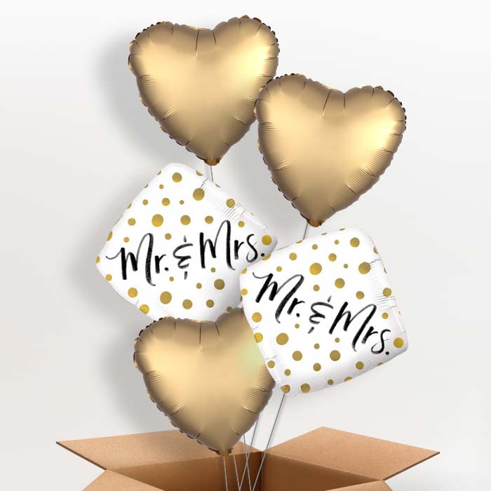 Mr and Mrs Balloons in a Box (Gold)