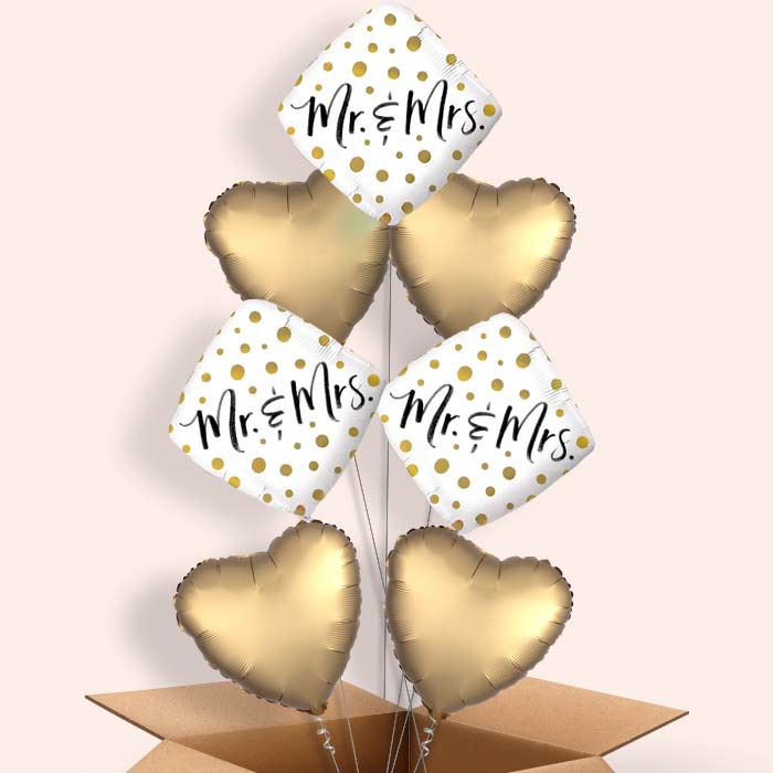 Mr and Mrs Balloons in a Box (Gold)