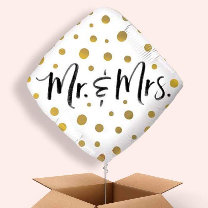 Mr and Mrs Balloons in a Box (Gold)