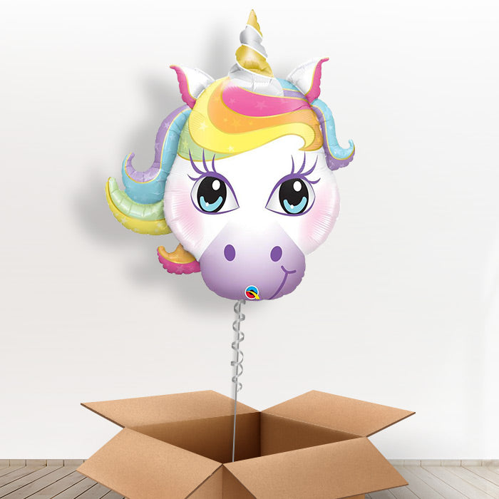 Large Unicorn Head Helium Balloon in a Box - Giant Balloon | Small Indoor Plants