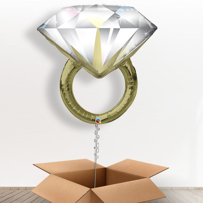 Giant Diamond Engagement Ring Balloon in a Box - Giant Balloon | Small Indoor Plants