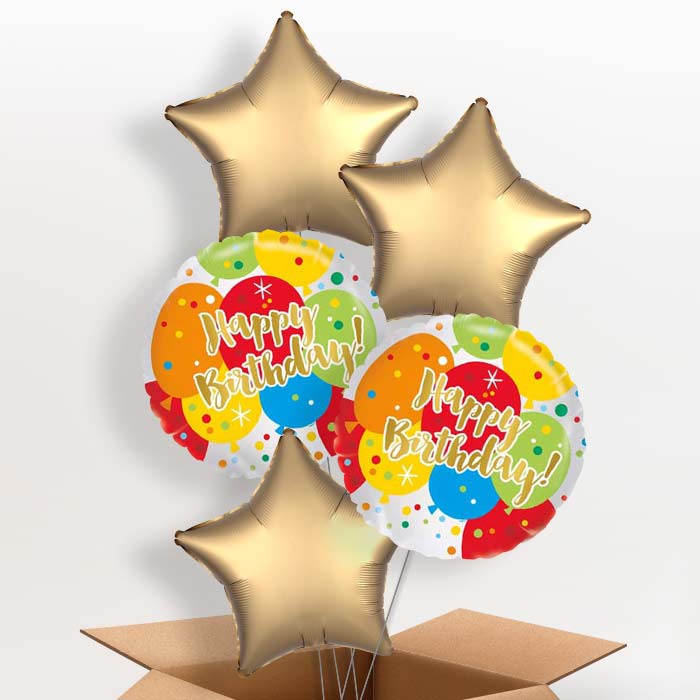 Colourful Balloons in a Box Birthday Delivery - 5 Balloon | Small Indoor Plants