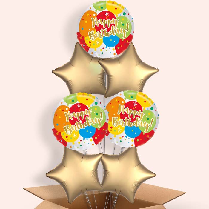 Colourful Balloons in a Box Birthday Delivery - 7 Balloon | Small Indoor Plants